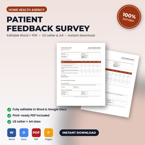 Encuesta de opinión y solicitud de reseña para agencia de atención médica domiciliaria — portada de la plantilla de agencia de atención médica domiciliaria