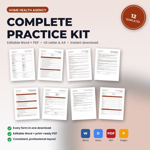 Kit completo para agencia de atención médica domiciliaria — portada de la plantilla de agencia de atención médica domiciliaria