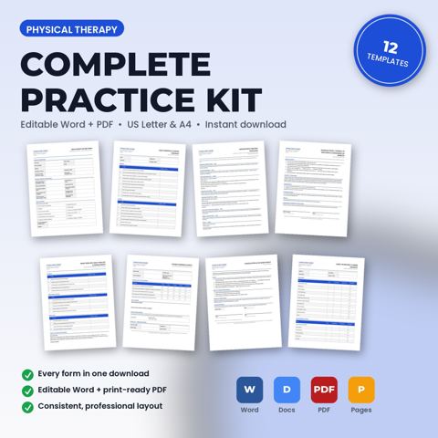 Kit completo para clínica de fisioterapia — portada de la plantilla de clínica de fisioterapia